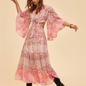 Bohemia Floral Pink Maxi Dress